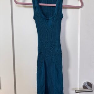 Bebe Teal Knit Bodycon Midi Dress